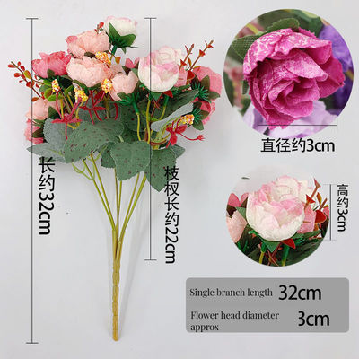Maravilhosas rosas artificiais de diamante branco de seda para decoração de casamentos e festas