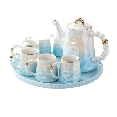 Taças de café e pratos de cerâmica de design de pérola rosa em forma de concha única para os amantes do chá