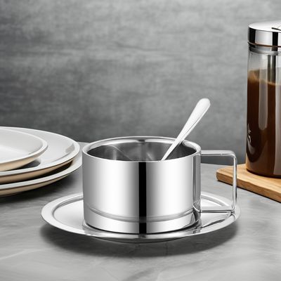 Conjunto de canecas de café de aço inoxidável e ossos cerâmicos reutilizáveis para pausas de chá de leite no escritório