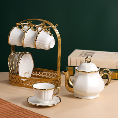 Moderno Moderno Vintage Gold Porcelana Tea Set para Casas Sustentáveis e Estilizadas