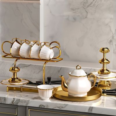 Moderno Conjunto de chá de cerâmica de moda com copos de luxo e pratos personalizar logotipo aceitável