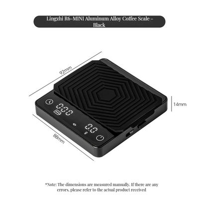 Balança de café digital 2kg/0.1g Dimensão personalizada temporizador recarregável ABS Design para ferramentas de chá