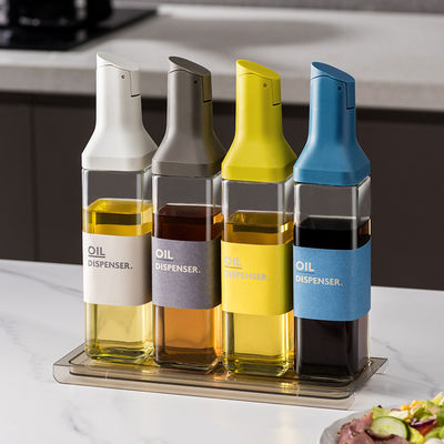 Garrafa de óleo de vidro de 500 ml de capacidade com um design moderno à prova de vazamento e um recipiente de molho