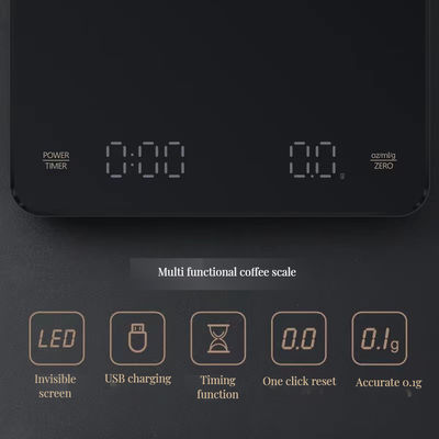 Fácil de LED Balança Eletrônica de Café 1-3000g Capacidade 250mAh Bateria Design minimalista