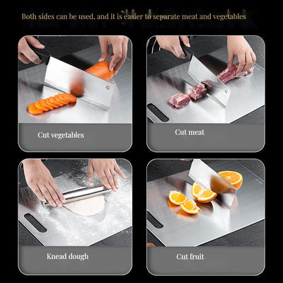 Tabela de corte de dois lados de aço inoxidável e bloco de corte de bambu para utensílios de cozinha duráveis