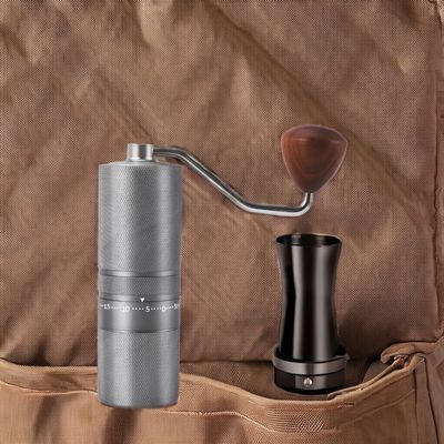 Moinho de café acrílico com design moderno de aço inoxidável e alça de madeira