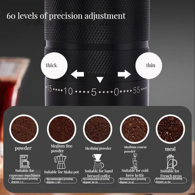 Aço inoxidável manilha manual de madeira Espresso Grinder C2 em Modern Portable Set preto