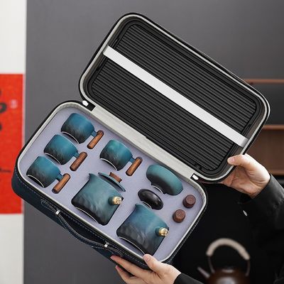 Conjunto de chá de Kung Fu em cerâmica de 300 ml, adaptável para viagens, com alça lateral removível e design moderno