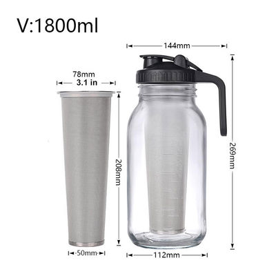Máquina de café de cerâmica de plástico de 64 oz com filtro de aço inoxidável e tampa de boca