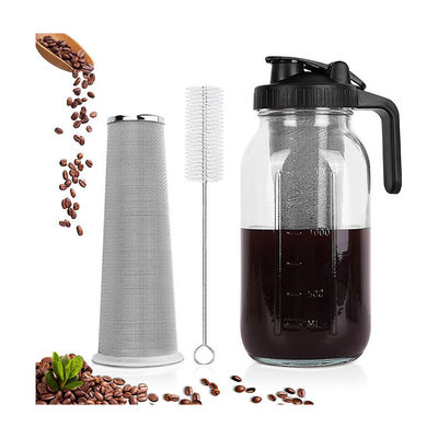 Máquina de café de cerâmica de plástico de 64 oz com filtro de aço inoxidável e tampa de boca