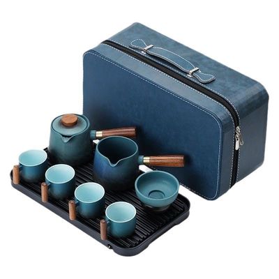 Customize Logo aceitável Modern Cerâmica Kung Fu Tea Set com alça lateral removível