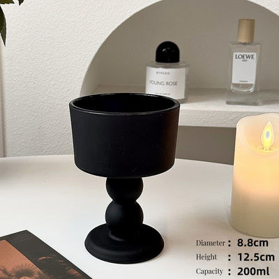 Ornamentações de velas de vidro preto vintage para suprimentos de casamento de metal e tamanho personalizado