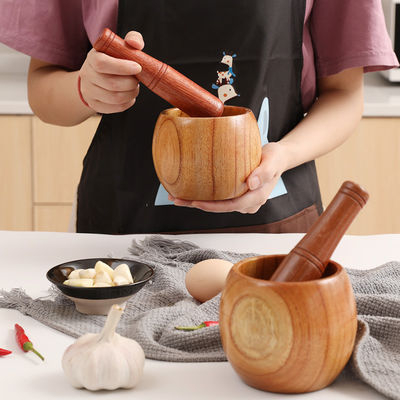 Prensas de alho Morto de bambu e pesto Material de madeira para moer Ervas Especiarias de cozinha