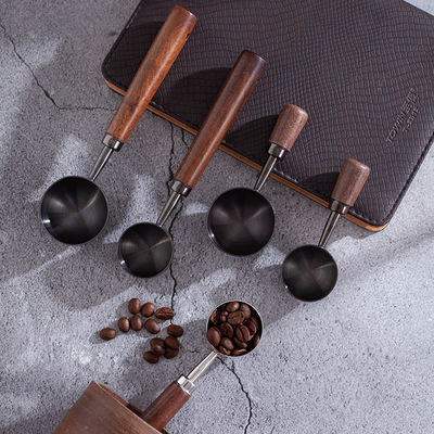 Composto de 15 ml 30 ml de aço inoxidável colheres de café de medição com cabo de noz longa