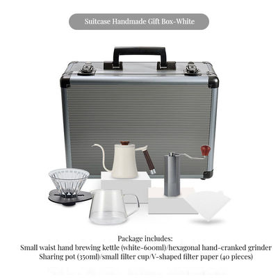 Customize logotipo aceitável caixa de presente de café de bambu de seis peças com filtro de pote e escala