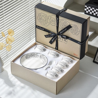 Cartões animados personalizados Decal Impressão Stoneware Cinerary Sets para Home Hotel Restaurante