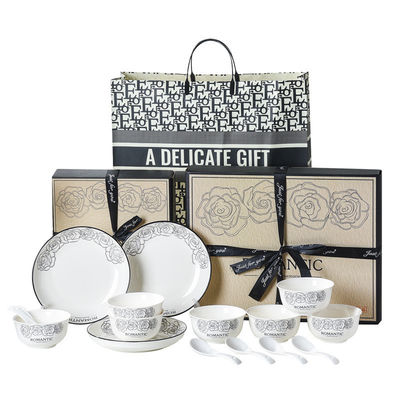 Bens de mesa de bambu da moda Taças bonitas personalizadas Pratos com técnica pigmentada