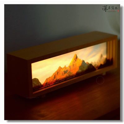 Solar Moderno Golden Mountain Recarregável Luz Noturna Digital Impressa Snow Mountain Desktop Canvas Lâmpada 1 Cor