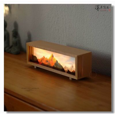 Solar Moderno Golden Mountain Recarregável Luz Noturna Digital Impressa Snow Mountain Desktop Canvas Lâmpada 1 Cor