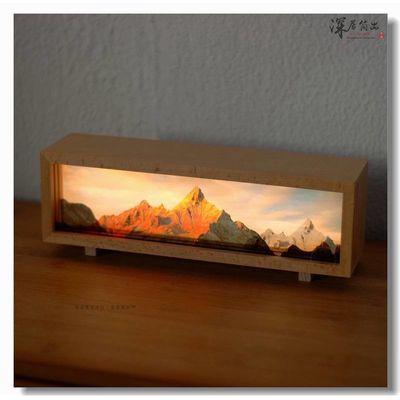 Solar Moderno Golden Mountain Recarregável Luz Noturna Digital Impressa Snow Mountain Desktop Canvas Lâmpada 1 Cor