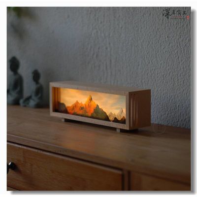 Solar Moderno Golden Mountain Recarregável Luz Noturna Digital Impressa Snow Mountain Desktop Canvas Lâmpada 1 Cor