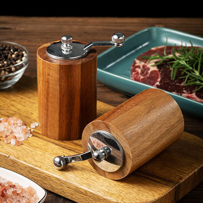 Moinho de sementes de linho manual para uso doméstico, de madeira natural, de cor ajustável, com moinhos de sal e pimenta recarregáveis