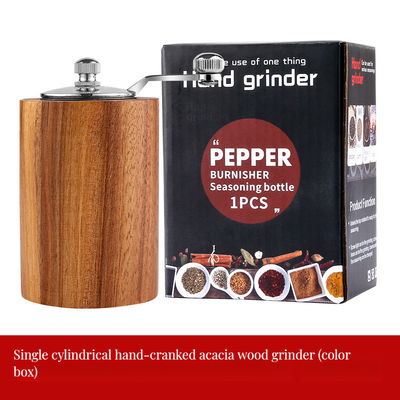 Moinho de sementes de linho manual para uso doméstico, de madeira natural, de cor ajustável, com moinhos de sal e pimenta recarregáveis