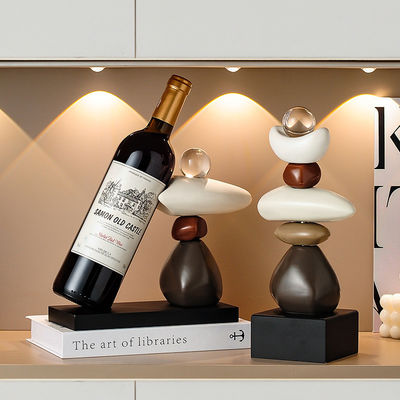 Elegante e moderno refrigerador de vinho de resina de pedra artesanal para decoração de casa e escritório