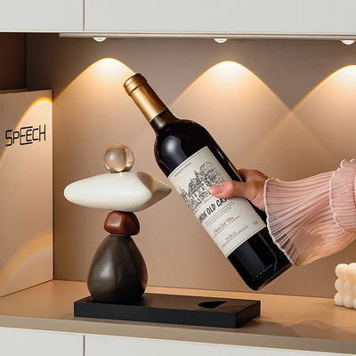 Elegante e moderno refrigerador de vinho de resina de pedra artesanal para decoração de casa e escritório