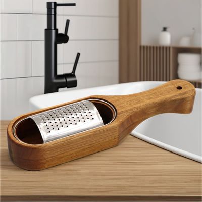 Rustico Cozinha Armazenamento Cheese Shredder para legumes Acacia Grater de madeira feita à mão