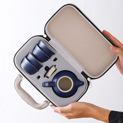 Personalize o logotipo aceitável Modern Luxury Ceramic Travel Tea Set com bandeja de chá portátil