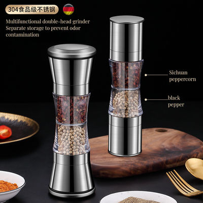 Moinho manual de vidro de cozinha ajustável para moer garrafas de sal e pimenta de aço inoxidável para tamanho personalizado