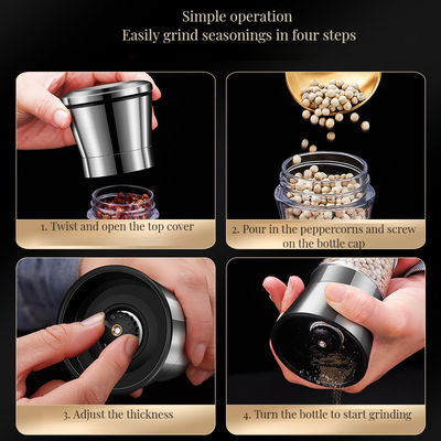 Aço inoxidável Manual Grinders de especiarias de bambu Função Moinho de pimenta Sal para cozinha doméstica