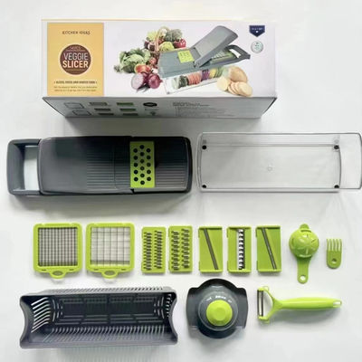 Cortadores de vegetais multifunção cortador com 14 em 1 Bambú Mandolin Slicer