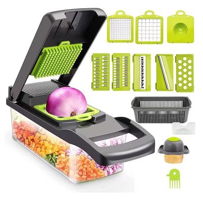 Cortador de vegetais de aço inoxidável multifuncional para cortar e triturar vegetais domésticos
