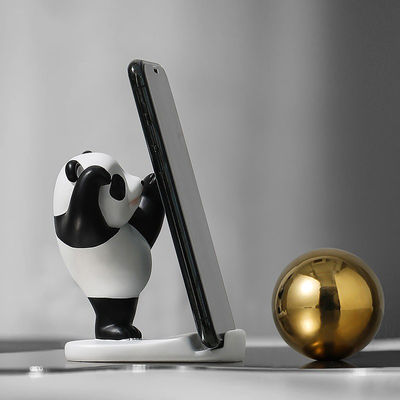 Porta-resina de bambu Panda ajustável compatível com mesa de parede para smartphones e tablets