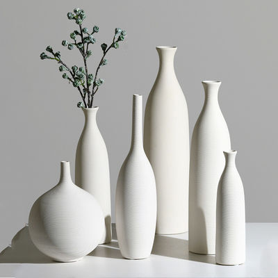 Vaso de cerâmica branco moderno e elegante para decoração de sala de estar e arranjos de flores frescas