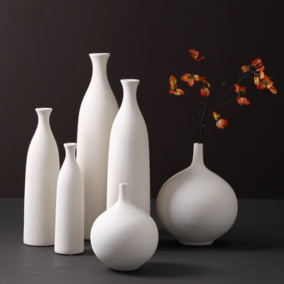 Vaso de cerâmica branco moderno e elegante para decoração de sala de estar e arranjos de flores frescas