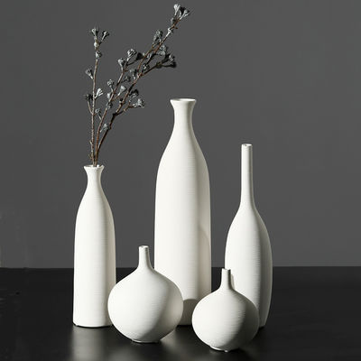 Vaso de cerâmica branco moderno e elegante para decoração de sala de estar e arranjos de flores frescas