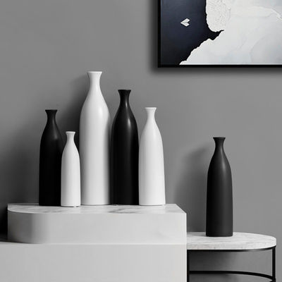 Vaso de mesa para decoração de sala de estar em cerâmica simples e preta e branca