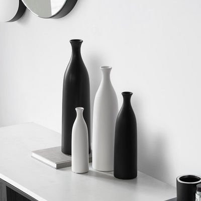 Vaso de mesa para decoração de sala de estar em cerâmica simples e preta e branca