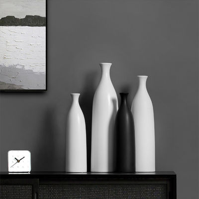 Vaso de mesa para decoração de sala de estar em cerâmica simples e preta e branca