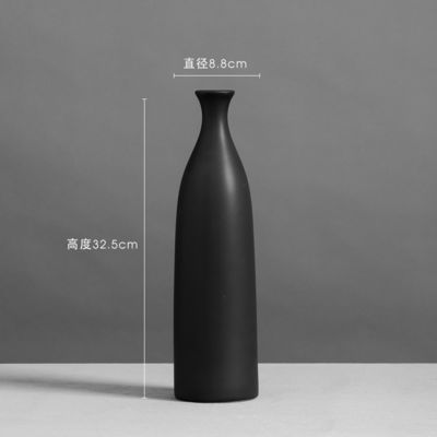 Vaso de mesa para decoração de sala de estar em cerâmica simples e preta e branca