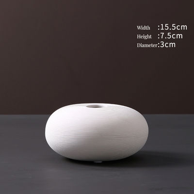 Vaso de arranjo floral seco feito à mão em cerâmica branca para decoração de mesa