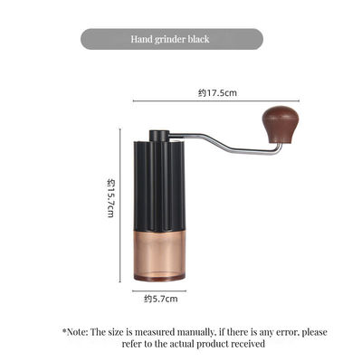 Máquina de moagem de café portátil preta de aço inoxidável Burr Usinaria de metal de madeira
