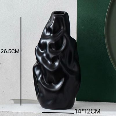 Vaso cerâmico irregular de cor fosca prateada para decoração de restaurantes e hotéis