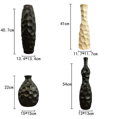 Vaso cerâmico fino de 16 polegadas Vaso moderno em branco e cinza fosco para mesa tradicional