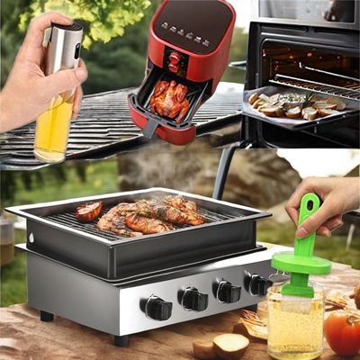 Pulverizador de azeite de vidro e aço inoxidável para utensílios de cozinha de acampamento 17,8*4cm