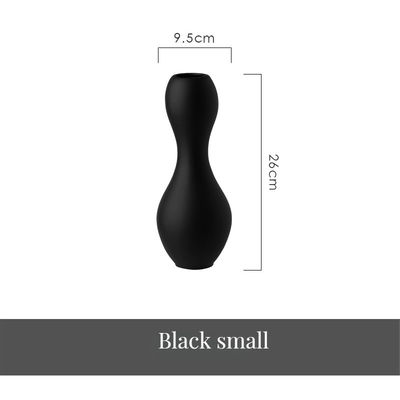 Minimalista Moderno Vaso Cerâmico Preto Branco Esmalte Pigmentado Decorativo Flores de Mesa