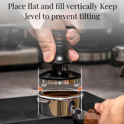 Aço inoxidável Base de ondulação escalada Tamper de café Mão de madeira sólida Profundidade ajustável 51/53/58mm para baristas